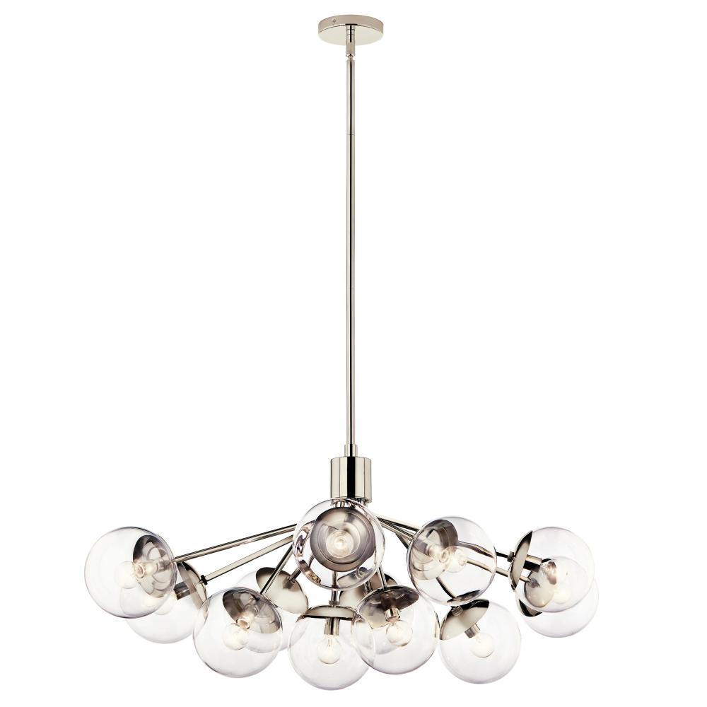 Silvarious 48 Inch 12 Light Linear Convertible Chandelier with Clear Glass in Polished Nickel