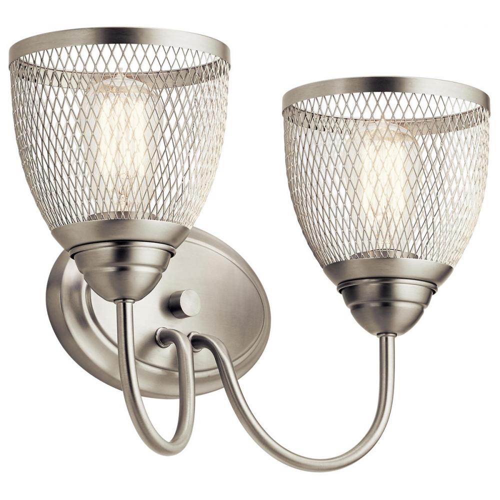 Voclain 16" 2 Light Vanity Light with Mesh Shade in Brushed Nickel