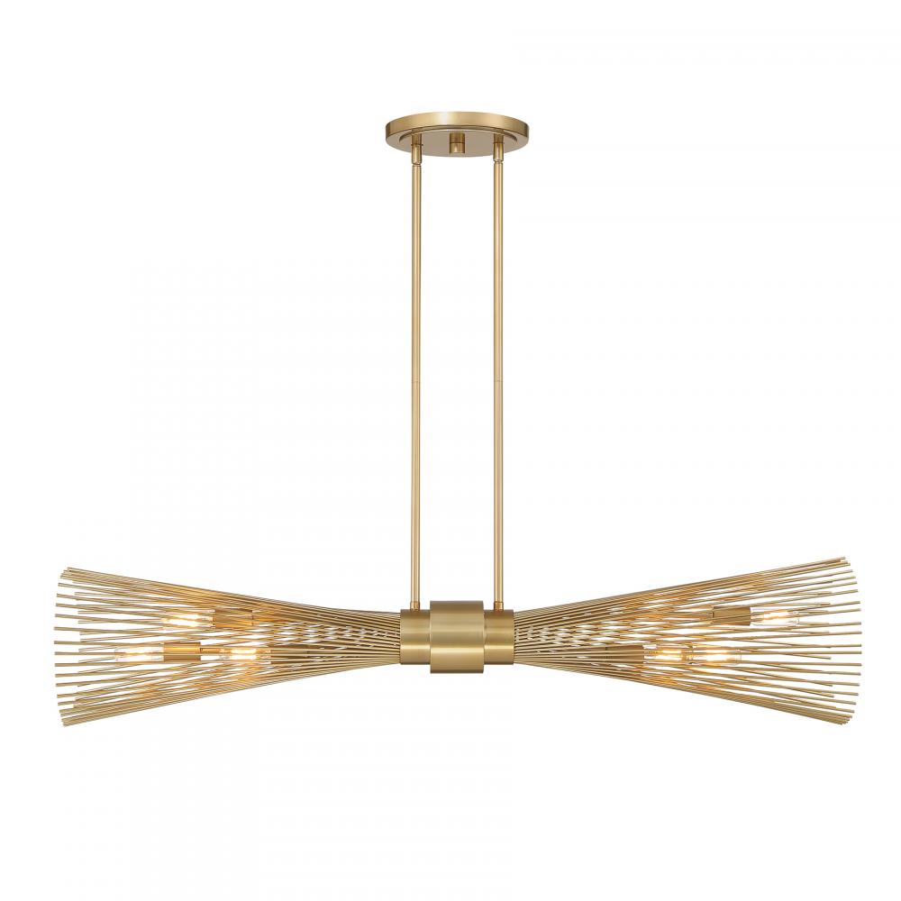 Longfellow 6-Light Linear Chandelier in Burnished Brass