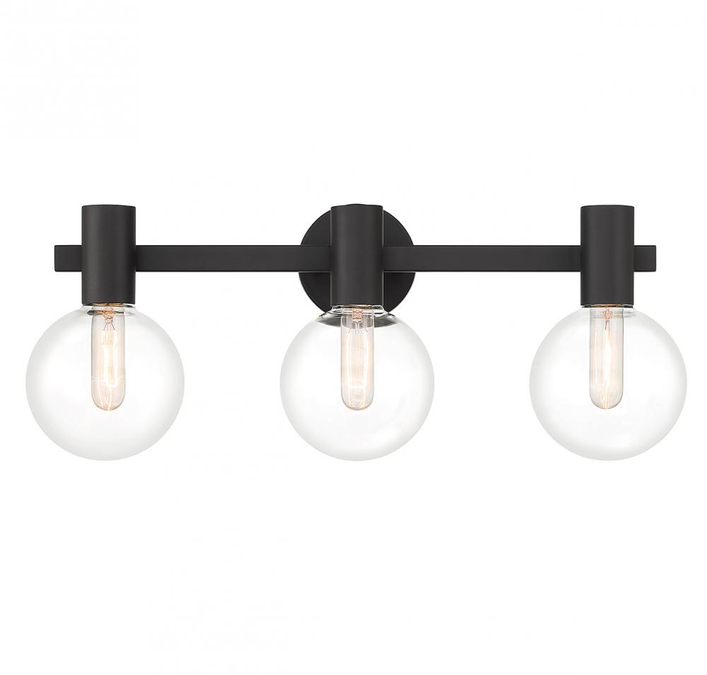 Wright 3-Light Bathroom Vanity Light in Matte Black