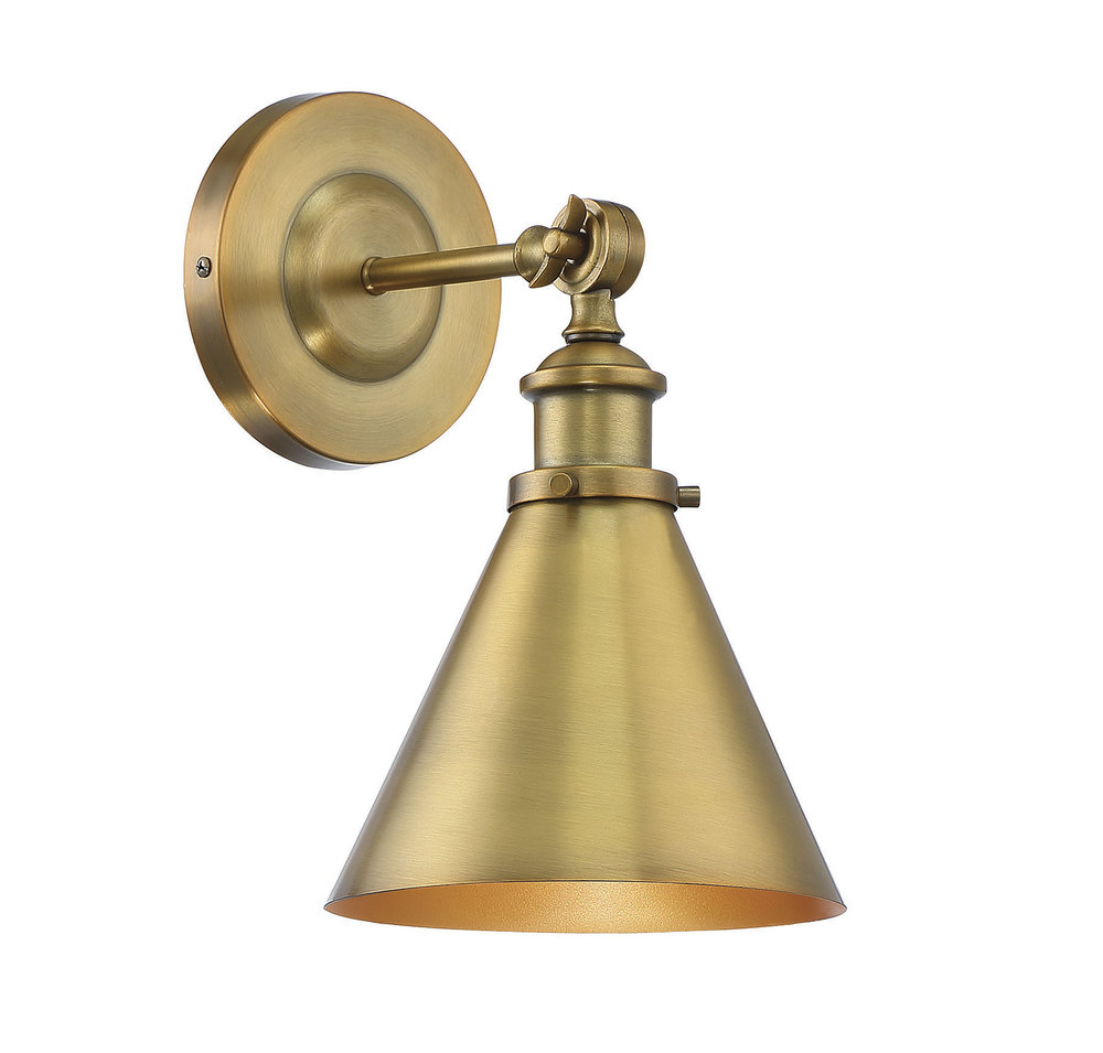 Glenn 1-Light Adjustable Wall Sconce in Warm Brass