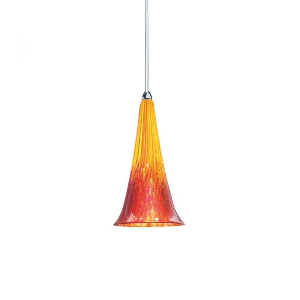 G600 SERIES-YLW/RED FLUTE GLASS SHADE