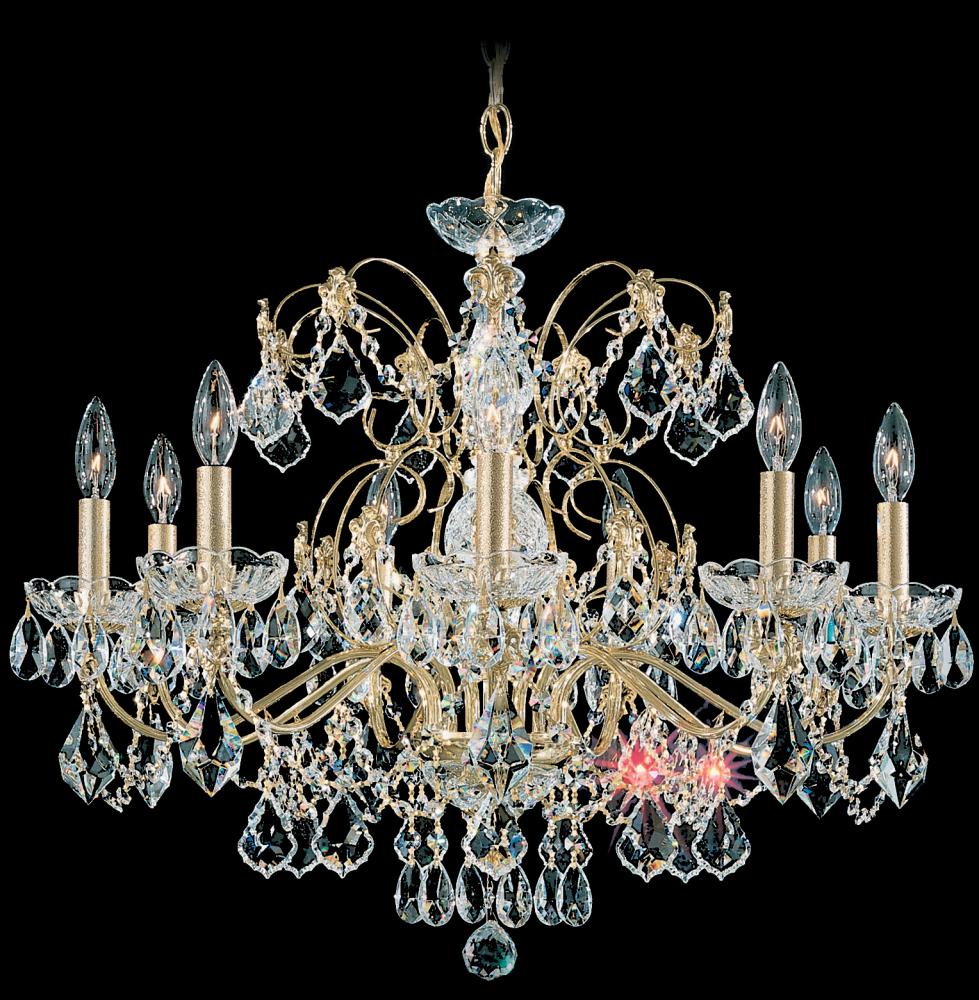 Century 9 Light 120V Chandelier in Antique Silver with Clear Heritage Handcut Crystal