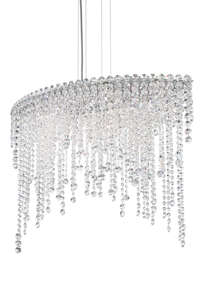 Chantant 6 Light 120V Linear Pendant in Polished Stainless Steel with Clear Optic Crystal