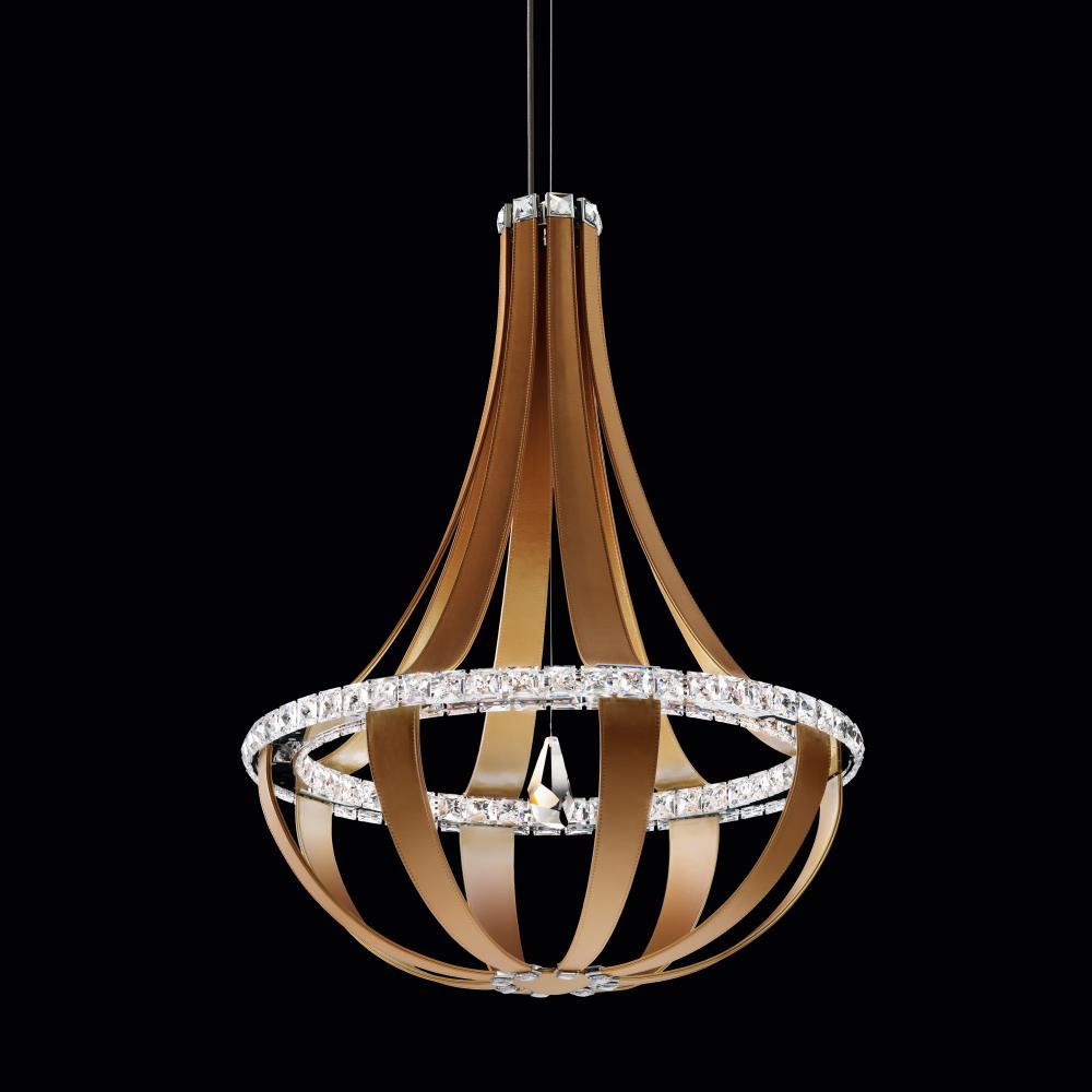 Crystal Empire LED 36in 120V Pendant in White Pass Leather with Clear Radiance Crystal