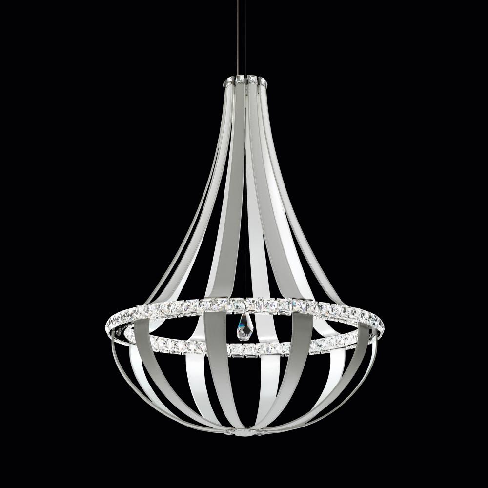 Crystal Empire LED 45in 120V Pendant in Red Fox Leather with Clear Radiance Crystal