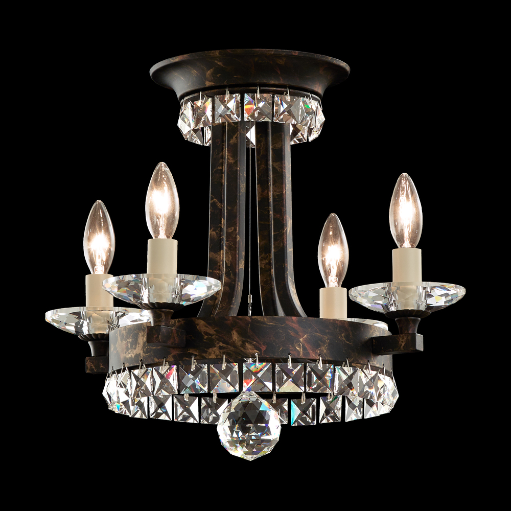Early American 4 Lights 110V Close-to-Ceiling in Heirloom Silver with Clear Heritage Crystal