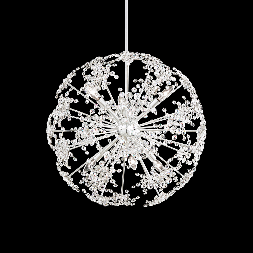 Esteracae 6 Light 120V Pendant in Polished Stainless Steel with Clear Radiance Crystal