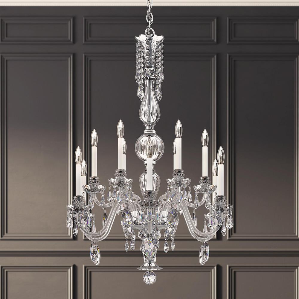 Hamilton Nouveau 12 Light 120V Chandelier in Polished Silver with Clear Heritage Handcut Crystal