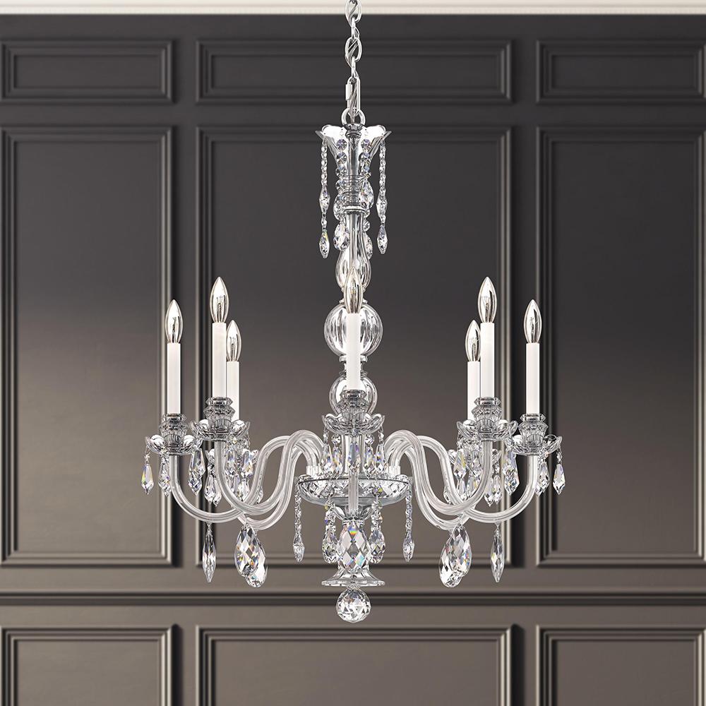 Hamilton Nouveau 8 Light 120V Chandelier in Polished Silver with Clear Heritage Handcut Crystal