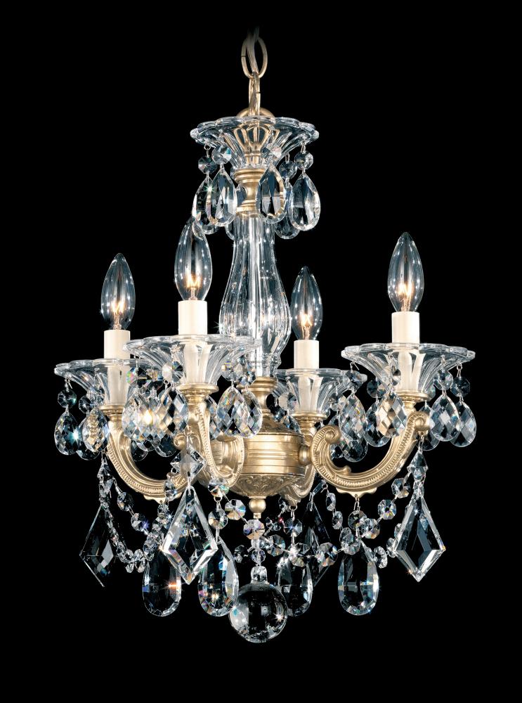 La Scala 4 Light 120V Chandelier in Antique Silver with Clear Radiance Crystal