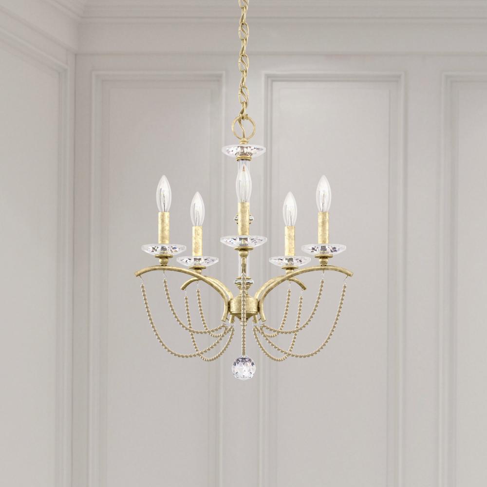 Priscilla 5 Light 120V Chandelier in Heirloom Silver with Clear Optic Crystal