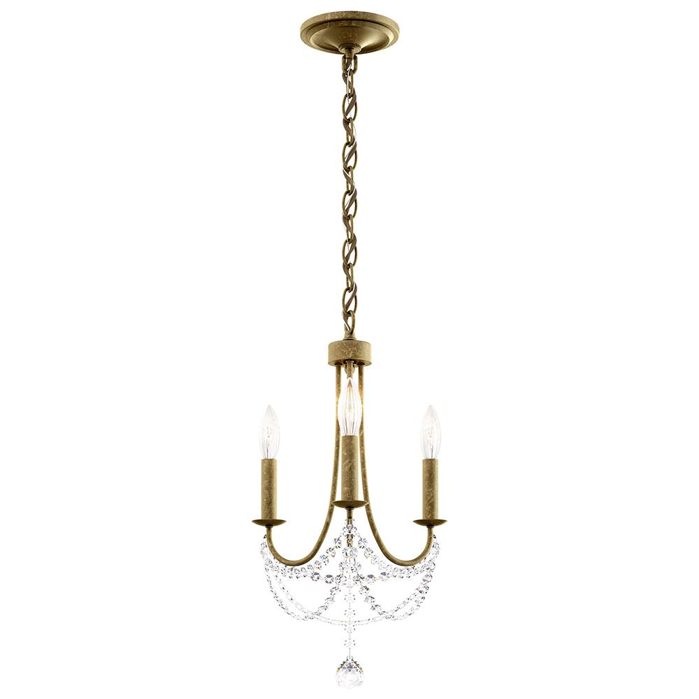 Verdana 3 Light 110V Mini Pendant in Etruscan Gold and Clear Optic Crystal