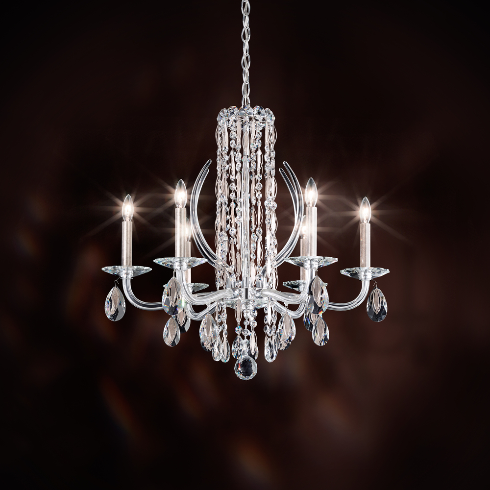 Siena 6 Light 120V Chandelier in White with Clear Radiance Crystal