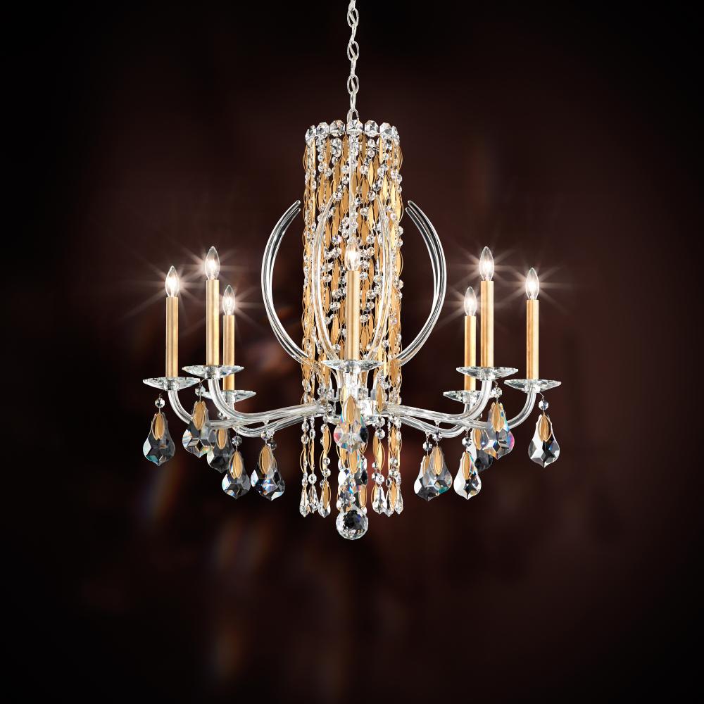 Siena 8 Light 120V Chandelier in Black with Clear Heritage Handcut Crystal