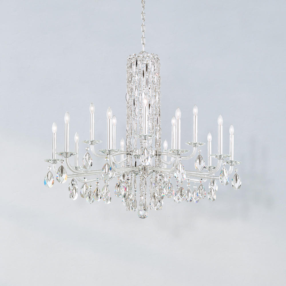 Siena 15 Light 120V Chandelier (No Spikes) in Heirloom Gold with Clear Heritage Handcut Crystal