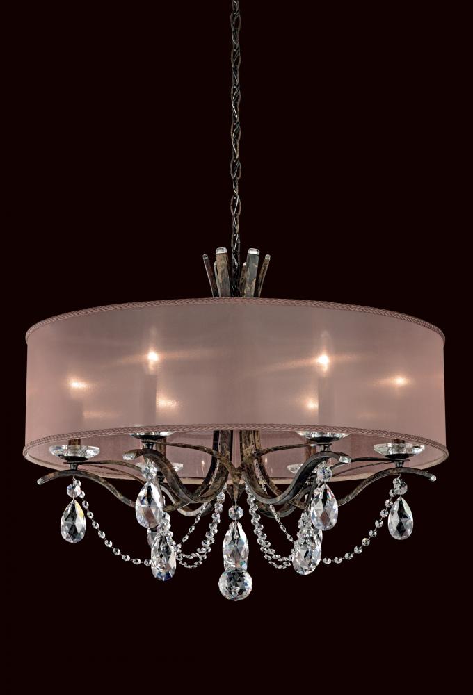 Vesca 6 Light 120V Chandelier in Etruscan Gold with Clear Heritage Handcut Crystal and Gold Shade