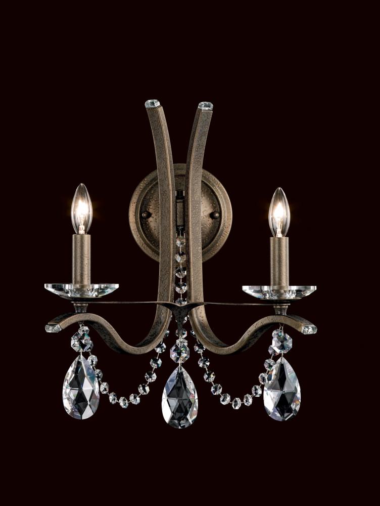 Vesca 2 Light 120V Wall Sconce in White with Clear Heritage Handcut Crystal