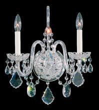 Schonbek 1870 6807-40H - Olde World 2 Light 120V Wall Sconce in Polished Silver with Clear Heritage Handcut Crystal