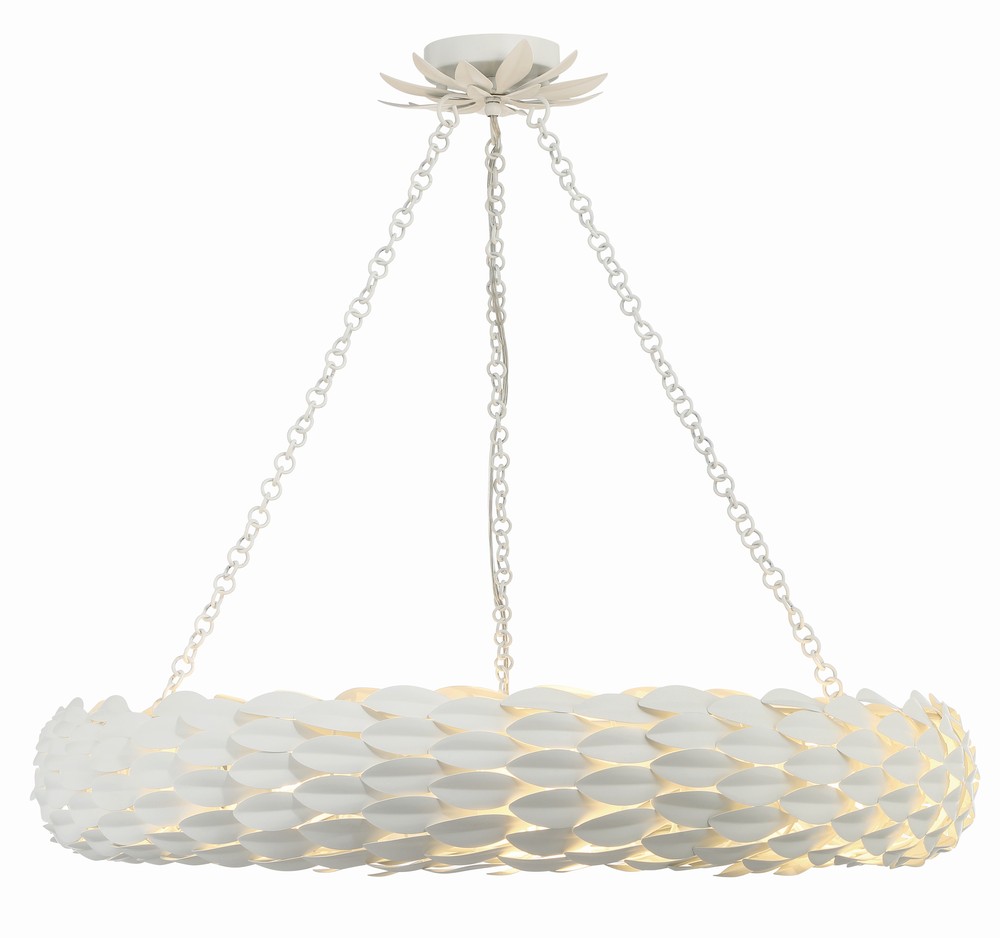 Broche 8 Light Matte White Chandelier