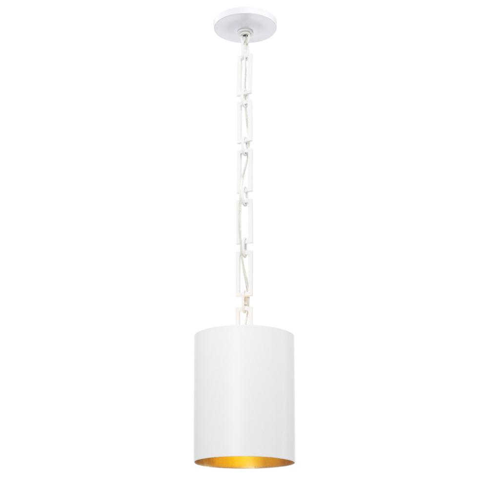 Brian Patrick Flynn for Crystorama Alston 1 Light Matte White + Antique Gold Mini Pendant