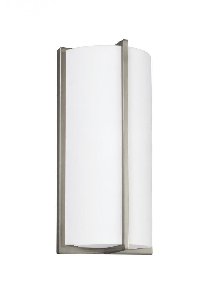 Faron transitional 1-light indoor dimmable bath vanity wall sconce in brushed nickel silver finish w