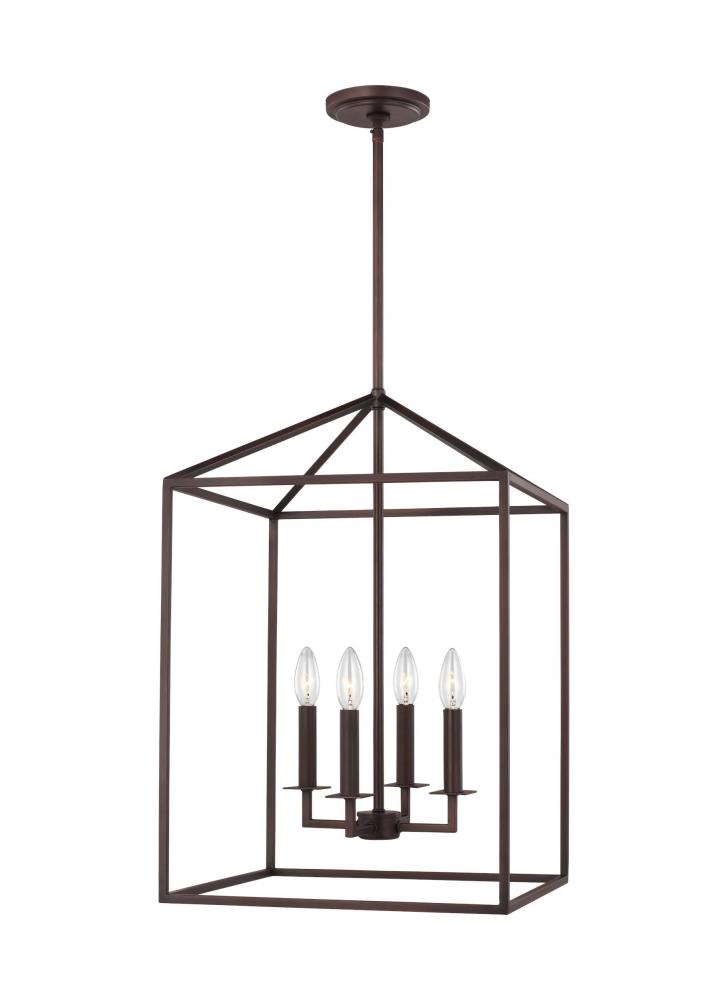 Perryton transitional 4-light indoor dimmable medium ceiling pendant hanging chandelier light in bro
