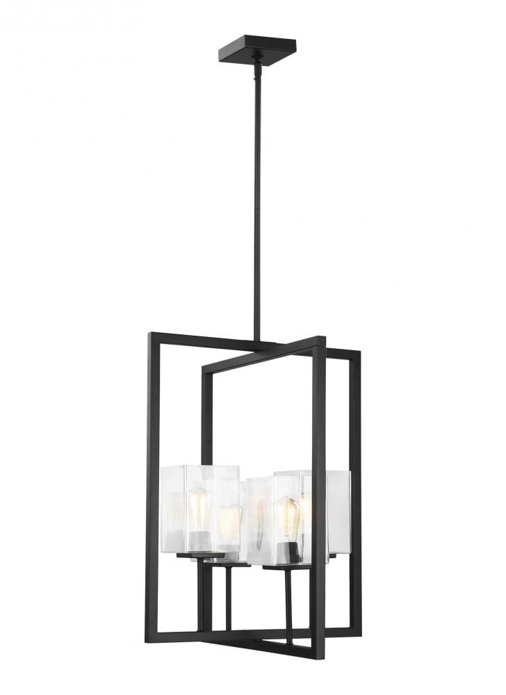 Mitte transitional 4-light indoor dimmable small ceiling pendant hanging chandelier light in midnigh