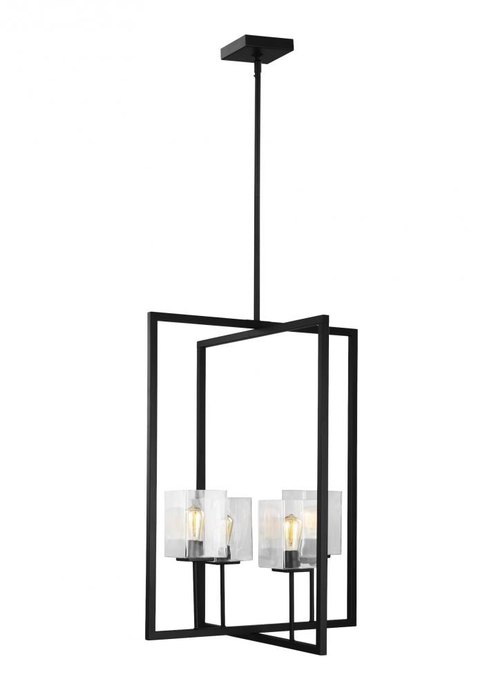 Mitte transitional 4-light indoor dimmable large ceiling pendant hanging chandelier light in midnigh
