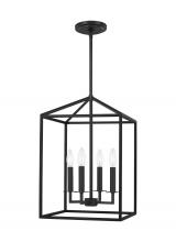 Generation Lighting 5215004-112 - Perryton transitional 4-light indoor dimmable small ceiling pendant hanging chandelier light in midn
