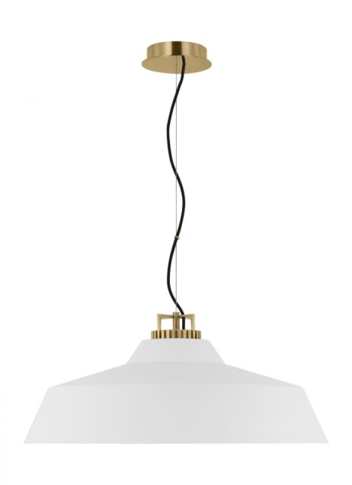 The Forge Grande Short 1-Light Damp Rated Integrated Dimmable LED Ceiling Pendant in Natural Brass