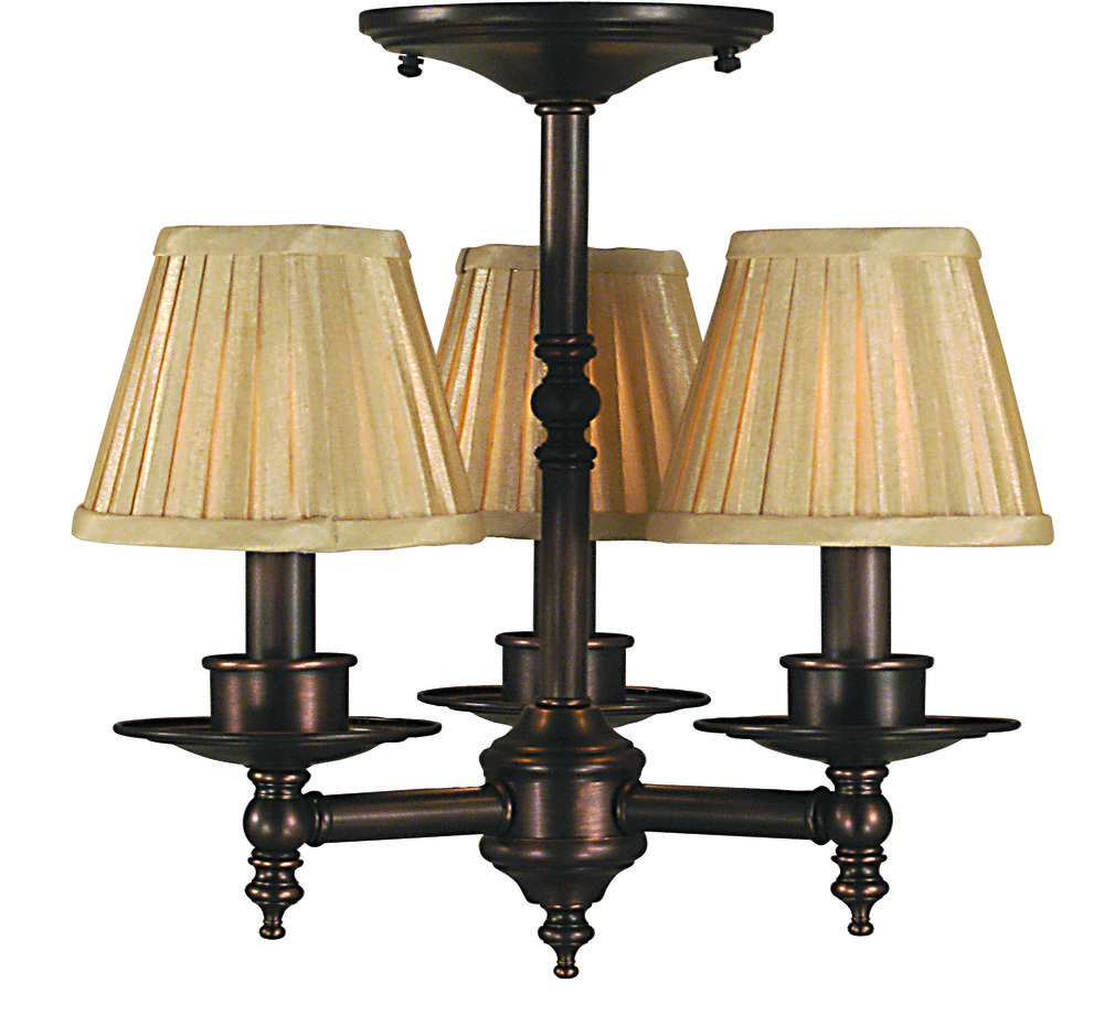 3-Light Siena Bronze Sheraton Flush / Semi-Flush Mount