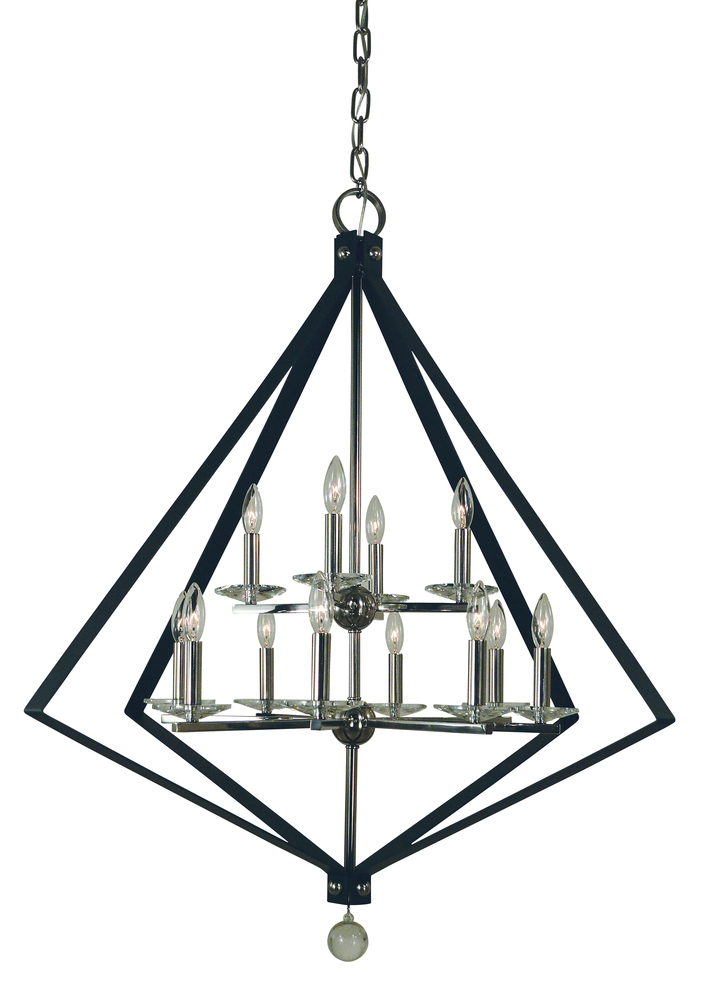 12-Light Polished Nickel/Satin Pewter Ice Chandelier