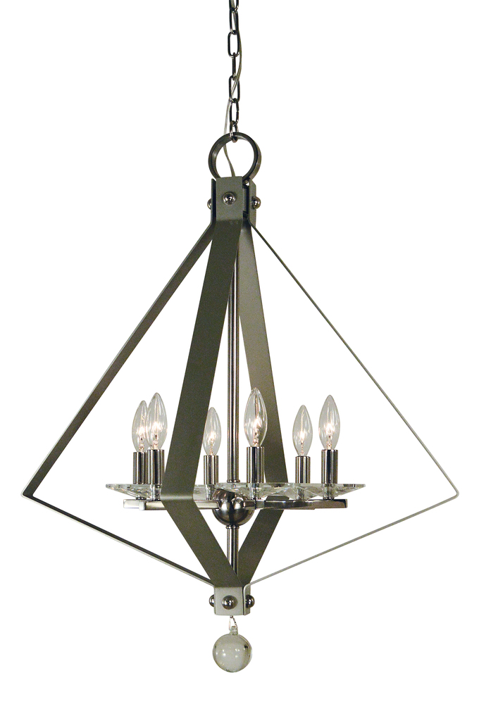 6-Light Polished Nickel/Satin Pewter Ice Chandelier