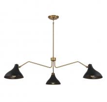 Savoy House Meridian M7019MBKNB - 3-Light Pendant in Matte Black with Natural Brass
